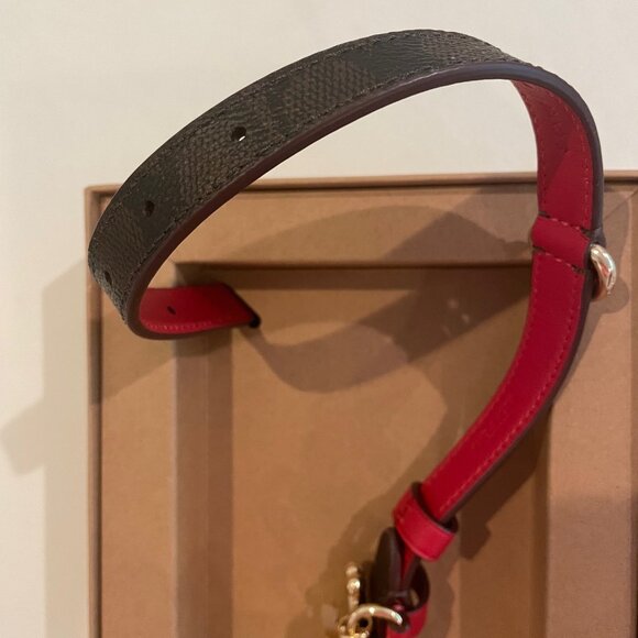 Coach Boxed Small Pet Collar Signature Canvas  black, red - Picture 3 of 16